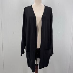 NWT cj banks Rib Knit Duster Open Cardigan Black XL Cozy Resortwear Minimalist